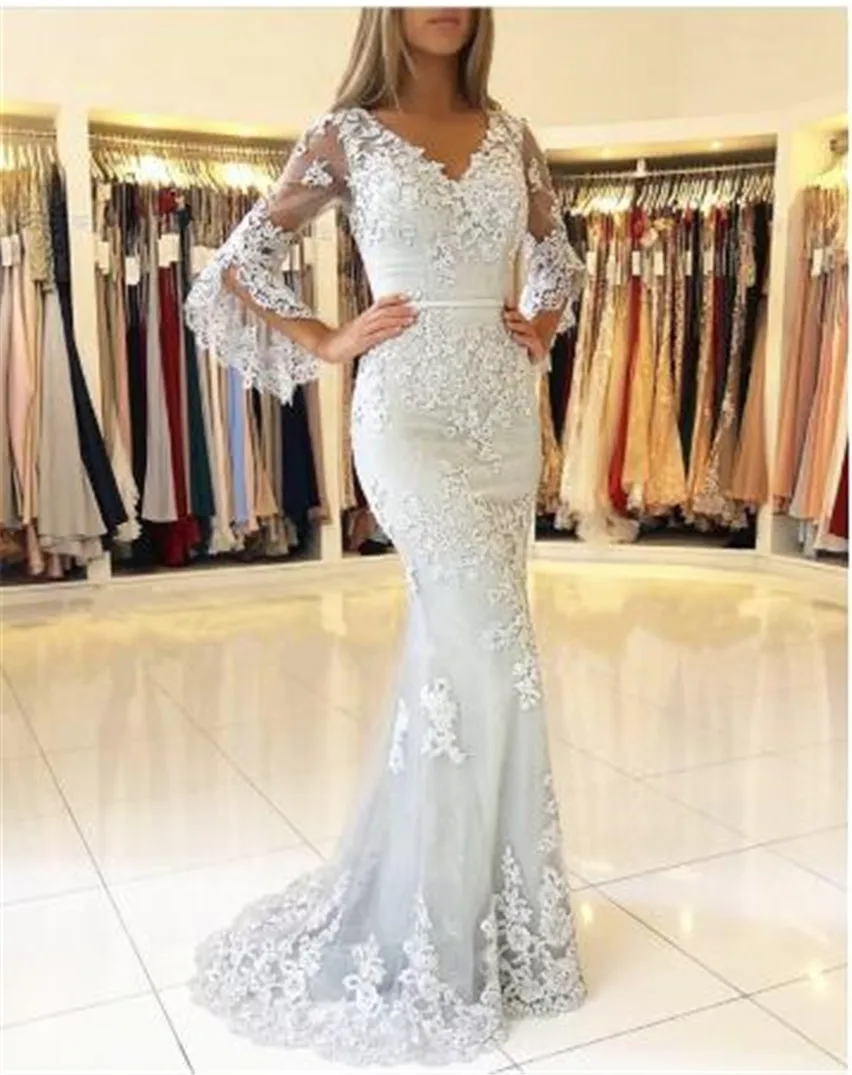 Новые мусульманские Вечерние платья с рукавами Vestidos Largos кружевные исламские