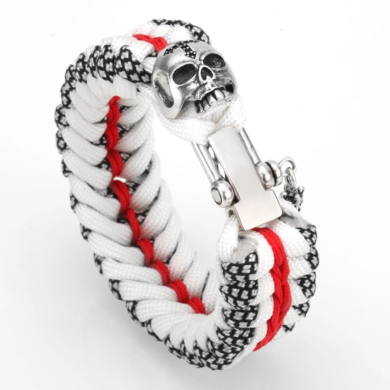 Мужской Плетеный веревочный браслет в стиле панк Паракорд с черепом Спарта для