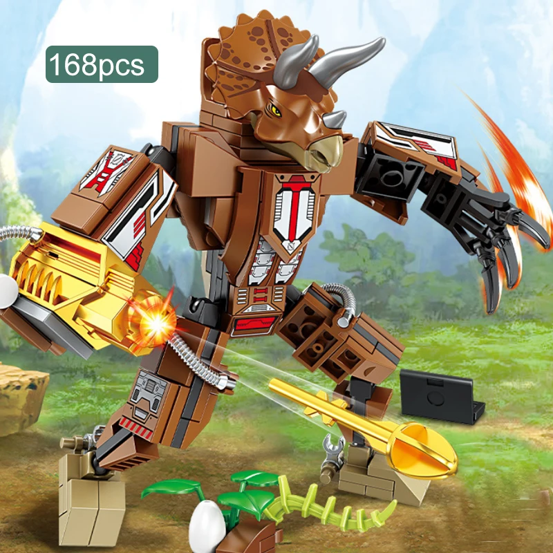 705Pcs 4 IN 2 Jurassic Armed Mechanical Tyrannosaurus Pterodactyl Raptor Dinosaur Building Blocks Animal Park Brick Assemble Toy | Игрушки и
