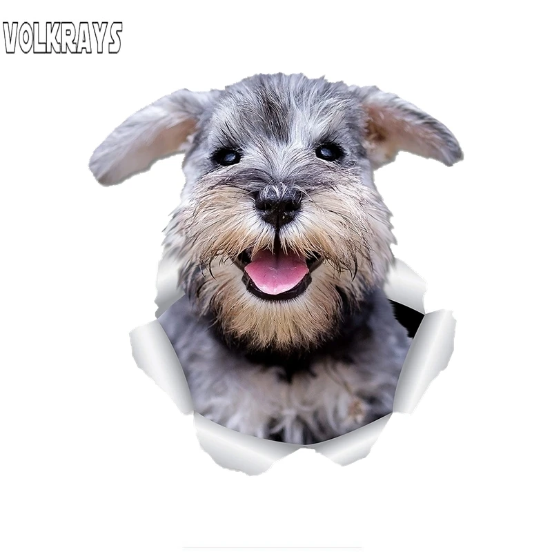 3d стикер с смайликом Volkrays Schnauzer забавная наклейка из ПВХ для автомобиля