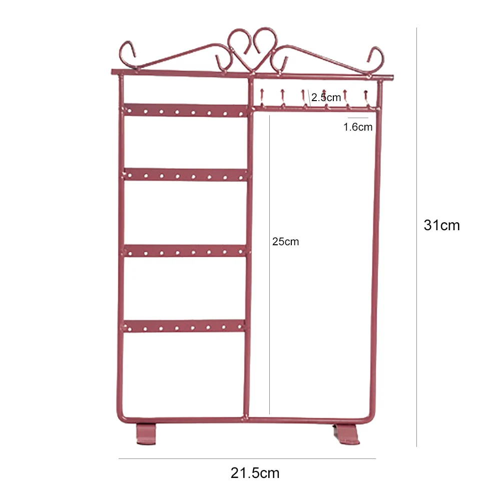 32 Holes 6 Hooks Iron Jewelry Display Rack Earring Holder  Jewelry Display Stand  Ear Studs Stand Organizer Holder Display Showc