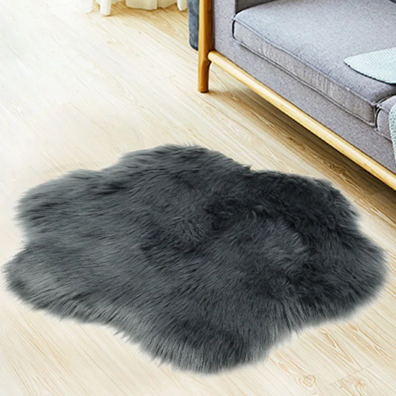 B Type Gray 60cm Круглое одеяло диван коврик спальня мягкая пушистая шерсть искусственный мех овчины стулья подушки сиденья мохнатые гостиная - Цвет: B Type Gray 60cm