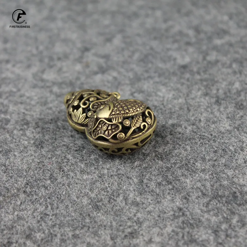 Винтажный медный выдолбленный карп в форме тыквы для благовоний вставленная