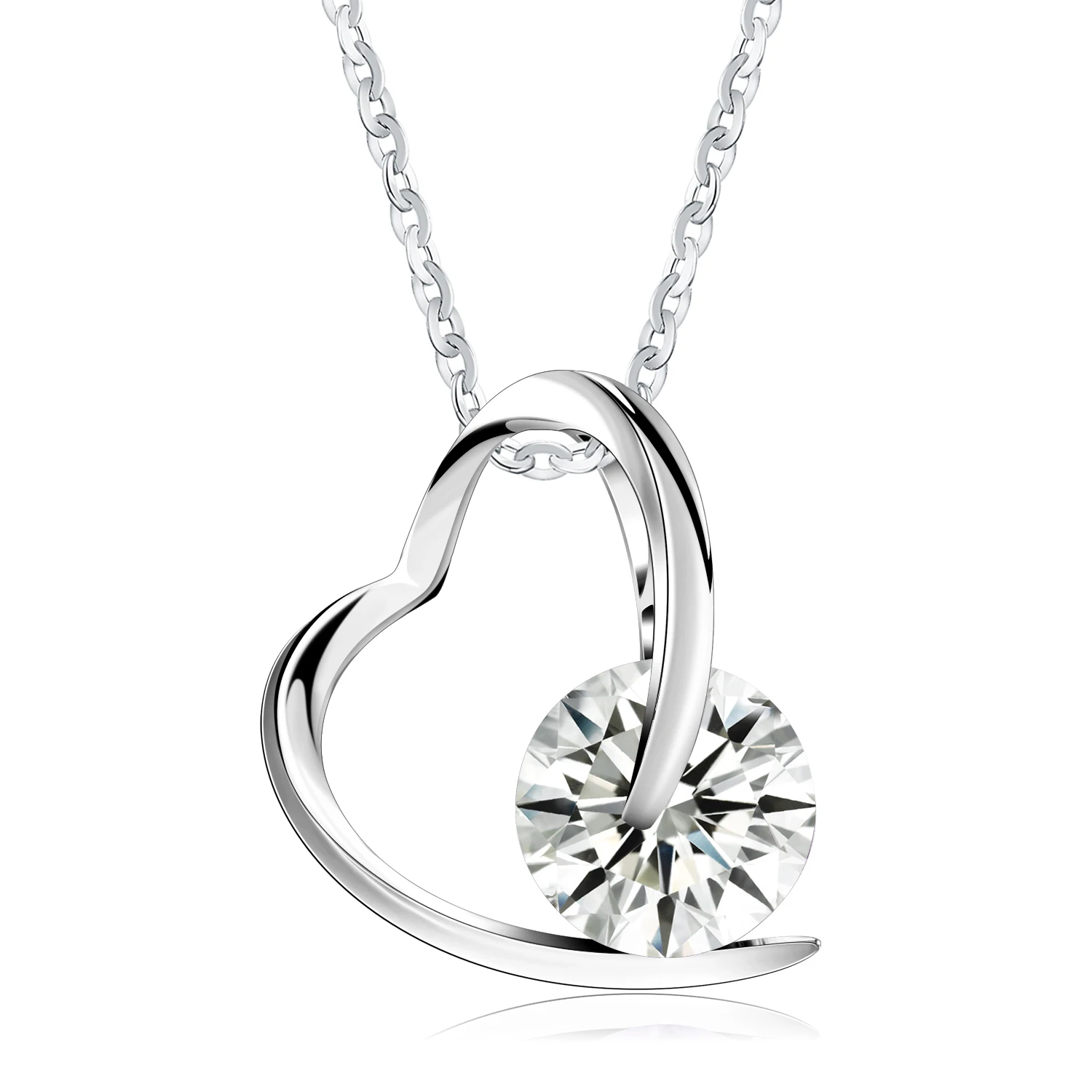 ORSA JEWELS 925 пробы Серебряное ожерелье в форме сердца с австрийским кубическим цирконием ААА для женщин драгоценный подарок для девушек SN47 - Цвет камня: Белый
