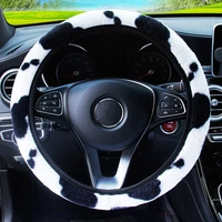 c 37 38cm cow print steering wheel cover diy wheel cover soft plush steering wheel car styling interior car interior accessories