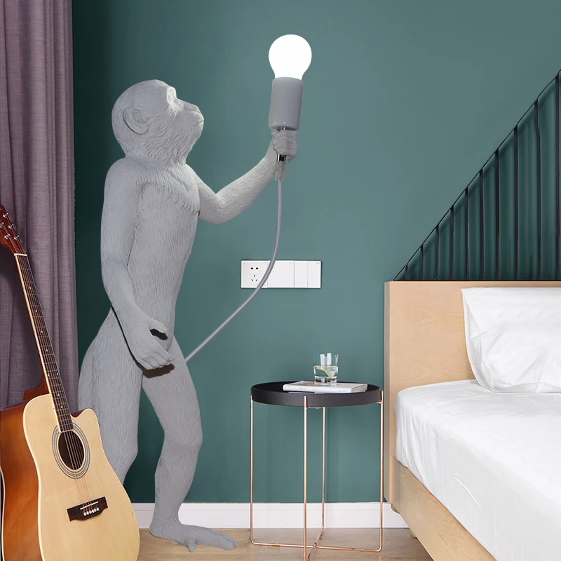 

Modern Minimalist Monkey Led Floor Lamp E27 Floor Lights Living Room Bedroom Indoor Lighting Stand Lamp Study Room Reading Lamp