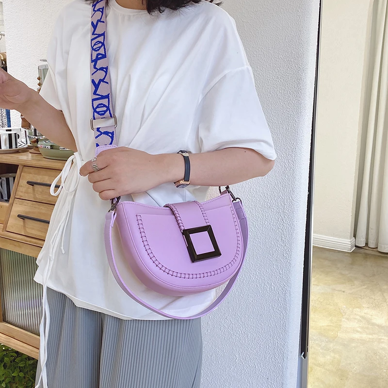 

2021 Lady Solid Color PU Leather Crossbody Bags For Women Fashion Simple Shoulder Handbags Female Travel Cross Body Bag