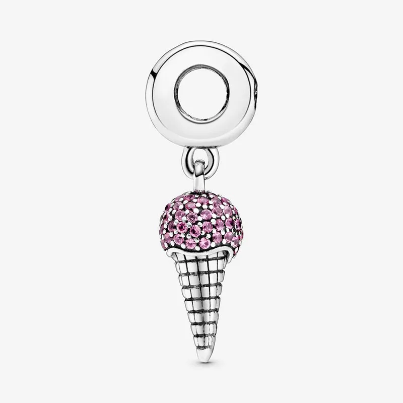 

2020 Spring New 925 Sterling Silver Beads Pave Setting Ice Cream Cone Charms fit Original Pandora Bracelets Women DIY Jewelry