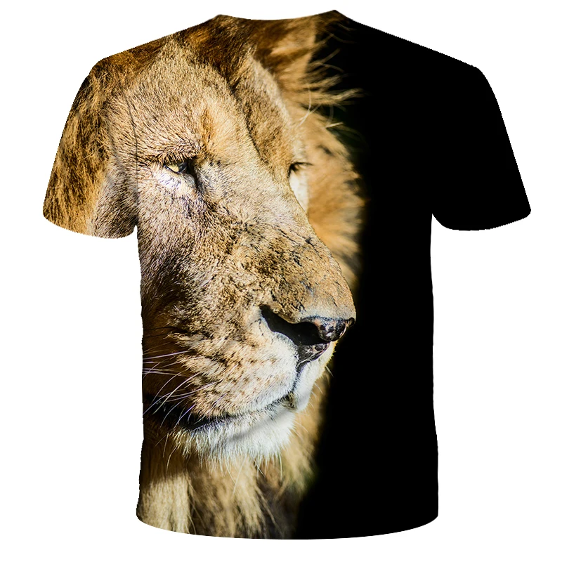 

2021personalized lion men's T-shirt 3D printed short-sleeved t-shirt male summer hip-hop o-collar casual T-shirt top