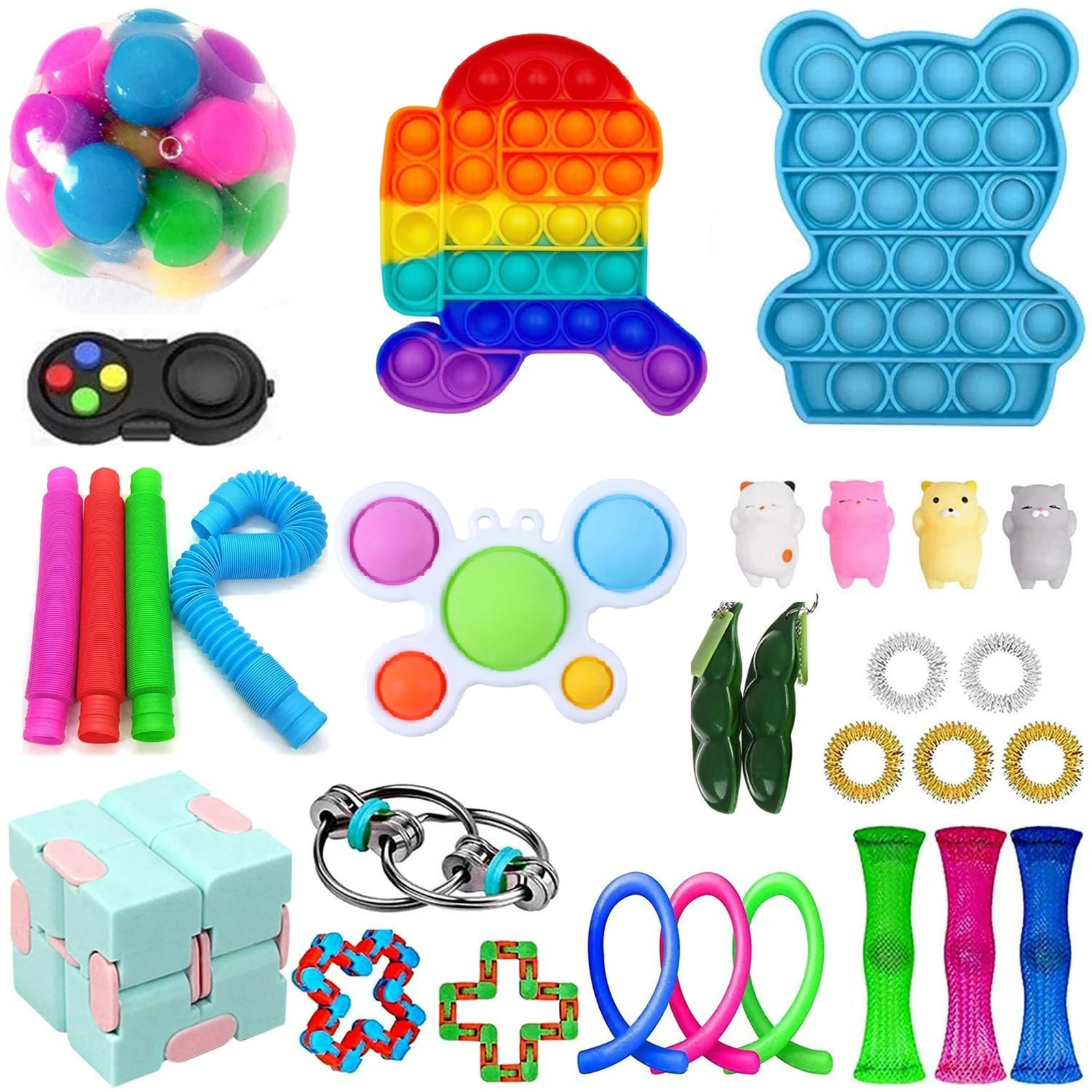 

Simple Dimple Pop Fidget Toys Set Antistress Toys For Adults Children Gift Sensory Squeeze Toys Decompression Relief Toy