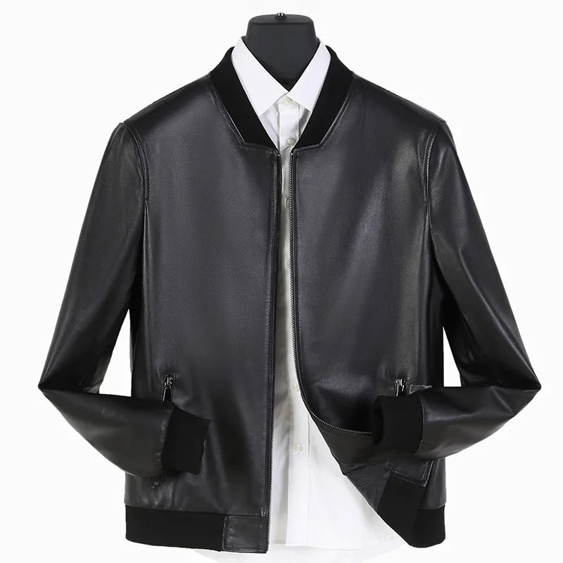 Мужская однослойная куртка из овечьей кожи бейсбольная Джерси Haining короткий