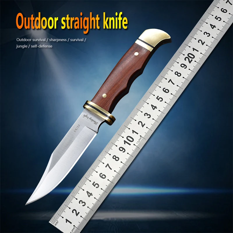 

Прямой нож DC53, стальной Походный нож высокой твердости для выживания и кемпинга, уличный инструмент для самообороны, нож для повседневного ...