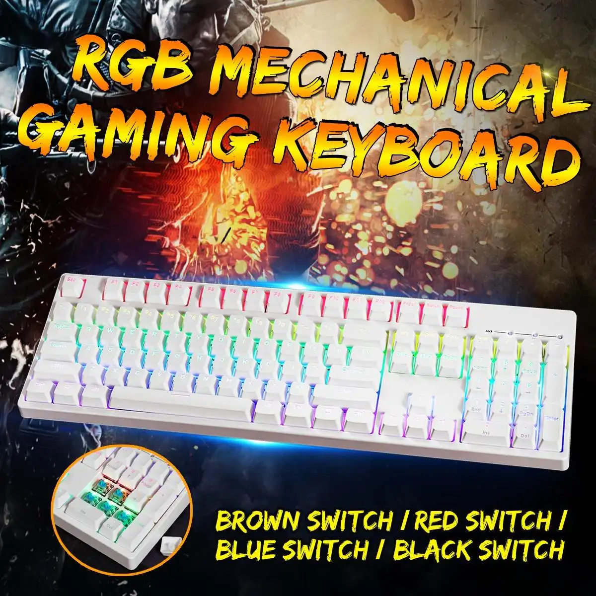 Белый 104 ключ NKRO USB Проводная RGB подсветка переключатель Gateron PBT двойная съемка клавиатуры Механическая игровая клавиатура