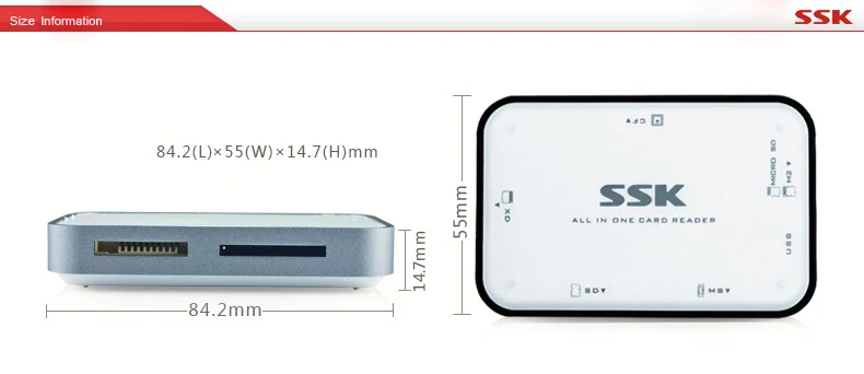Акция Usb внутренний кардридер ручка привод Ssk один металлический Usb3.0 кардридер для Sd Tf высокоскоростной Cf памяти 056