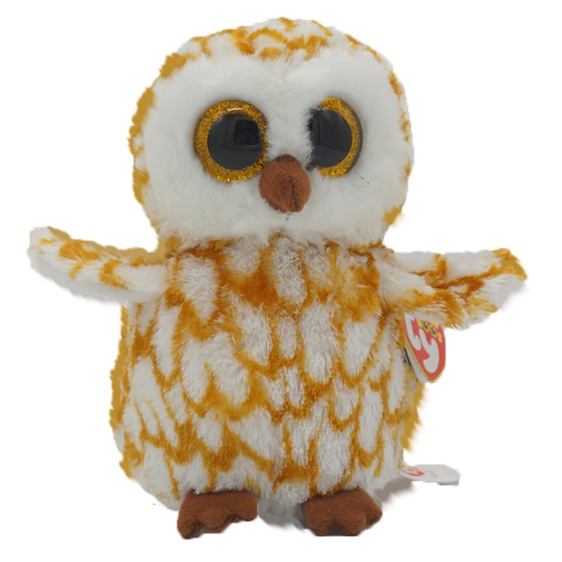 

15CM New Ty Beanie Boos Big Eyes Yellow Patterned Owl Soft Plush Stuffed Animal Cute Doll Toy Boy Girl Birthday Christmas Gift