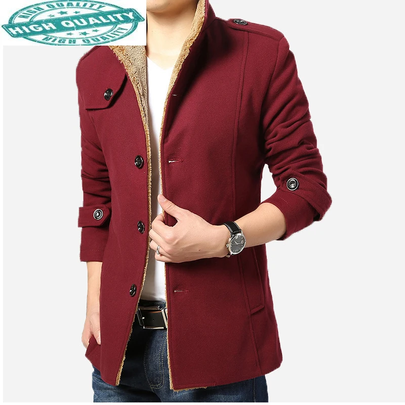 

Jacket Woolen Winter Coat Men Plus Size Red Korean Jackets Man Streetwear Mens Clothing Jaqueta Masculina KJ260