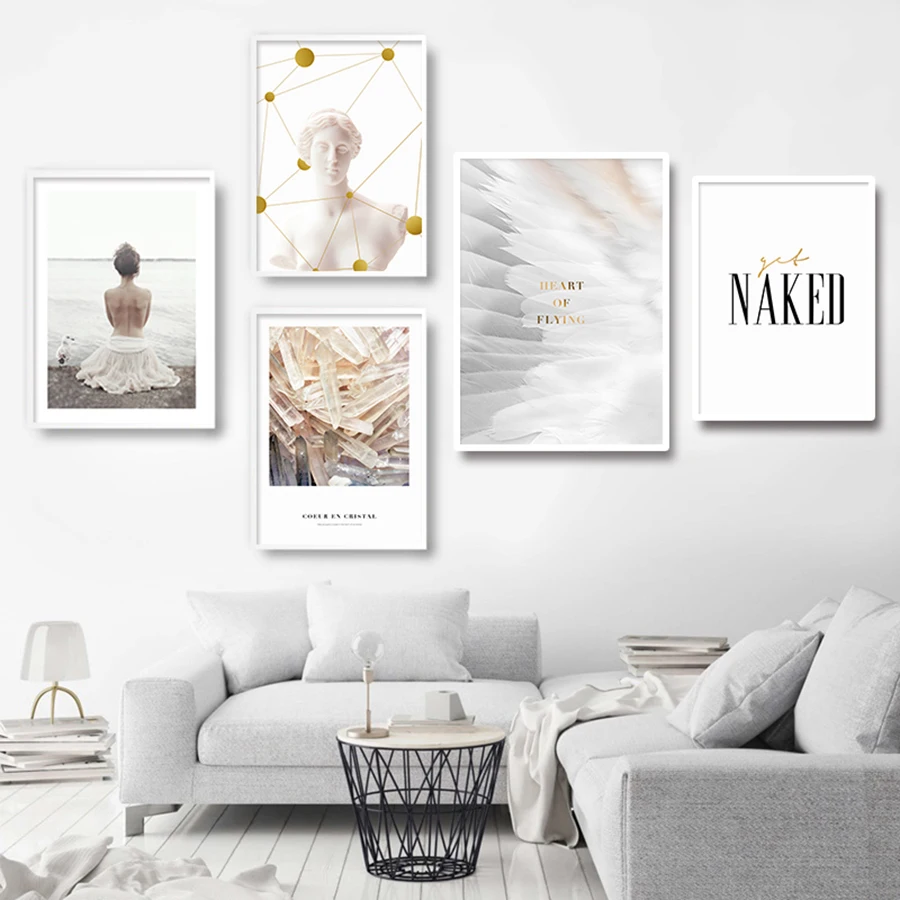 Перо живопись скандинавский постер на стену абстрактная скульптура девушки