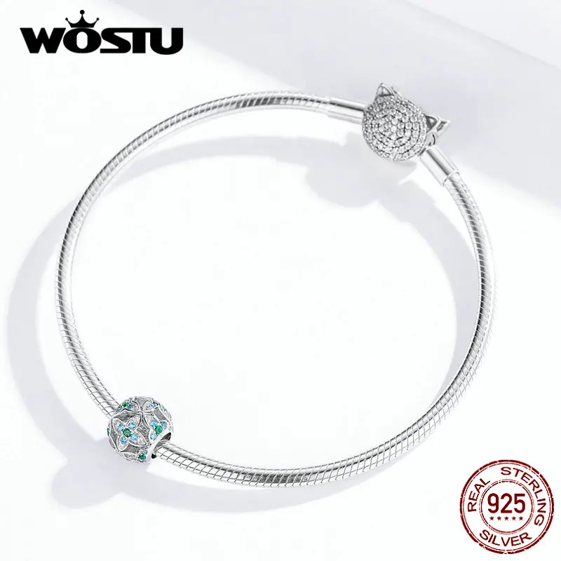 Бусина-Шарм для браслета из серебра 925 пробы с зеленым цветком | Украшения и