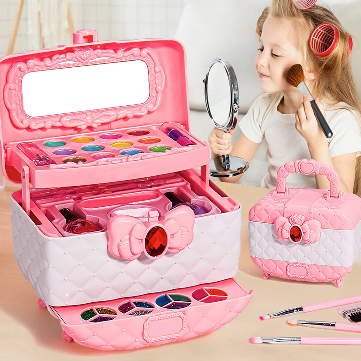 

Birthday Gift for 2 to 11 Year Old Girls Princess Makeup Toy Set for Children's Makeup Kit Washable Kids Makeup Simulation Toys