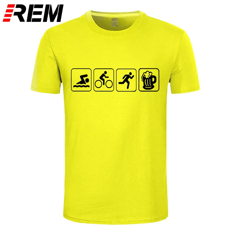 Футболка REM Мужская для триатлона хлопок короткий рукав Забавный принт плавания