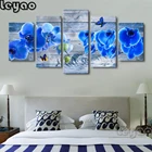 Полная квадратнаякруглая дрель, синяя Орхидея, алмазная картина, цветочное украшение на стену, Современная 5 шт., алмазная вышивка, подарок