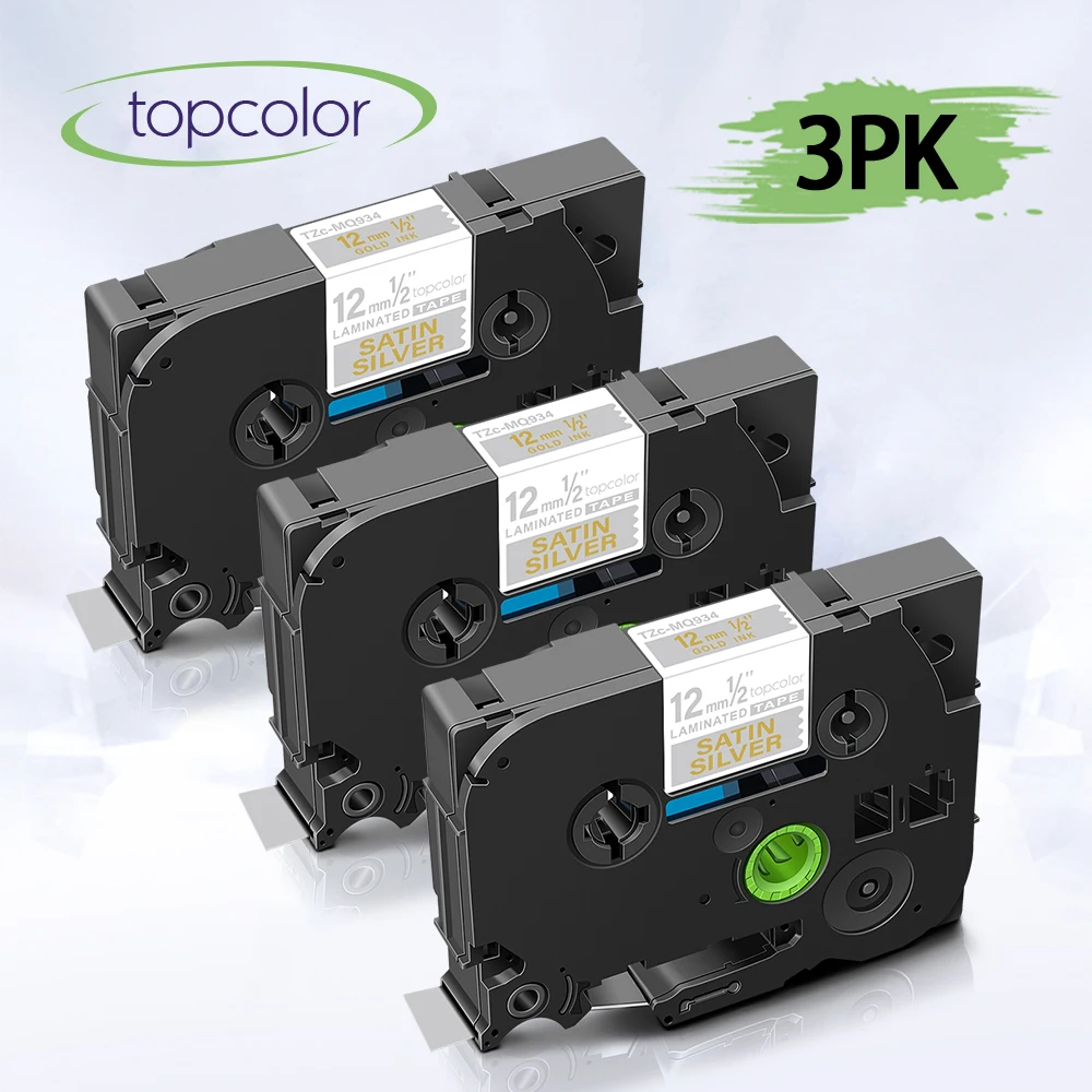 Topcolor 3PK совместим с лентой Brother tze MQ934 tz лента для этикеток 12 мм золото на атласном