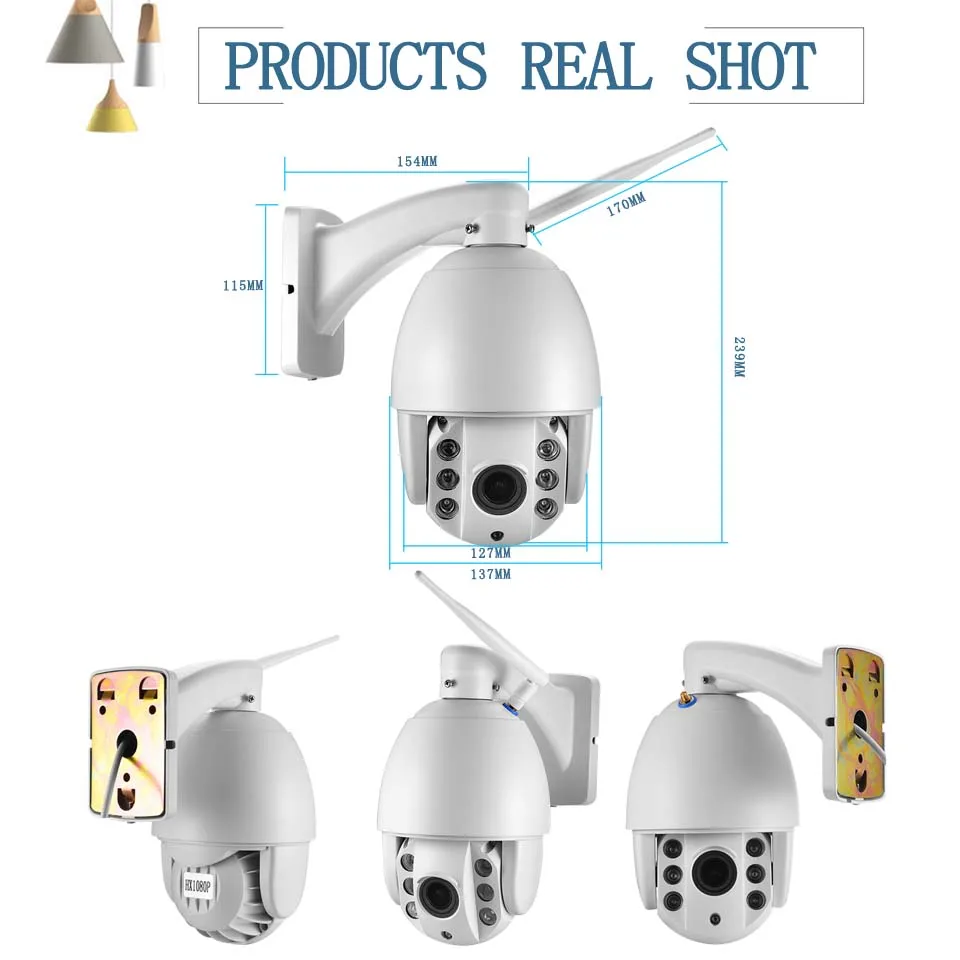 Speed Dome HD 1080P IP Camera Wifi SD Card Slot Waterproof Night vision Motion Detection Mini 4'' PTZ Wireless 4X Zoom |