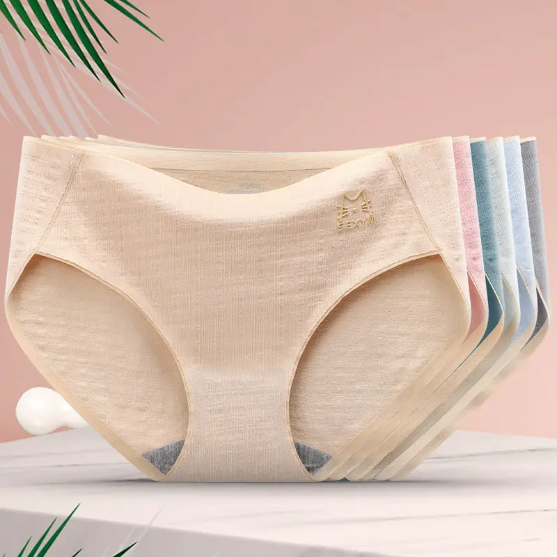 2/3/4pcs Women Panties Ladies Cotton Underwear Girls Breathable Seamless Middle Waist Briefs Cute Sexy Lingerie Intimates | Женская