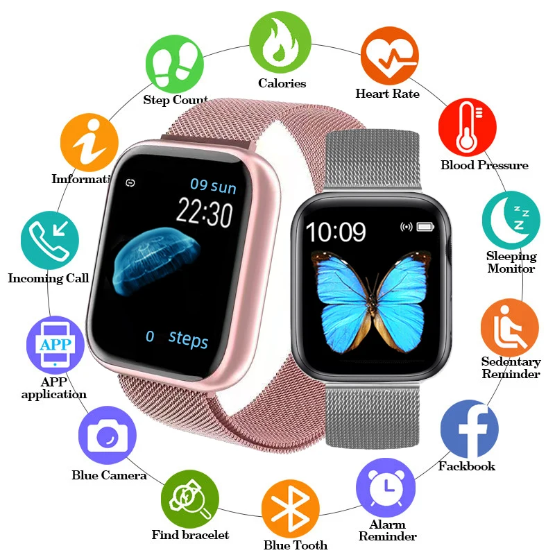 

Full Touch Screen Smartwatch Women Wristwatch 1.54inch Sport Waterproof Fit Watch Kids Girl Gifts Smart Watch Blood Pressure