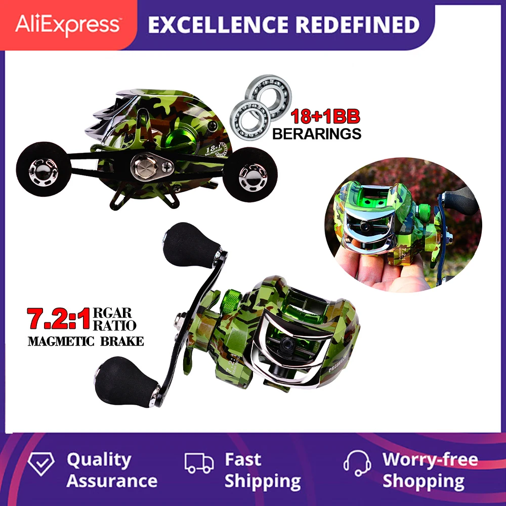 

18+1 Frog Metal Water Drop Reel Baitcast Reel For Spinning Super Strong Carp Fishing Feeder Supplies Sea Durable Fishing Wheel