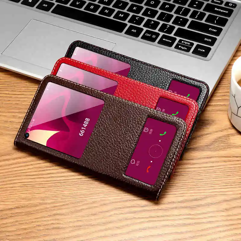 

Genuine Leather Case For Huawei Honor 20 Pro Case Cover Magnetic Coque For Huawei Honor 20 20pro Case Fundas Window View Shell