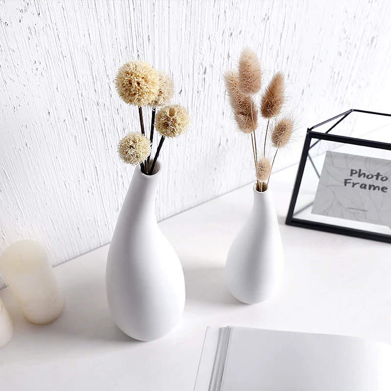 Японский стиль Современная ваза белая керамическая Цветочная домашний декор