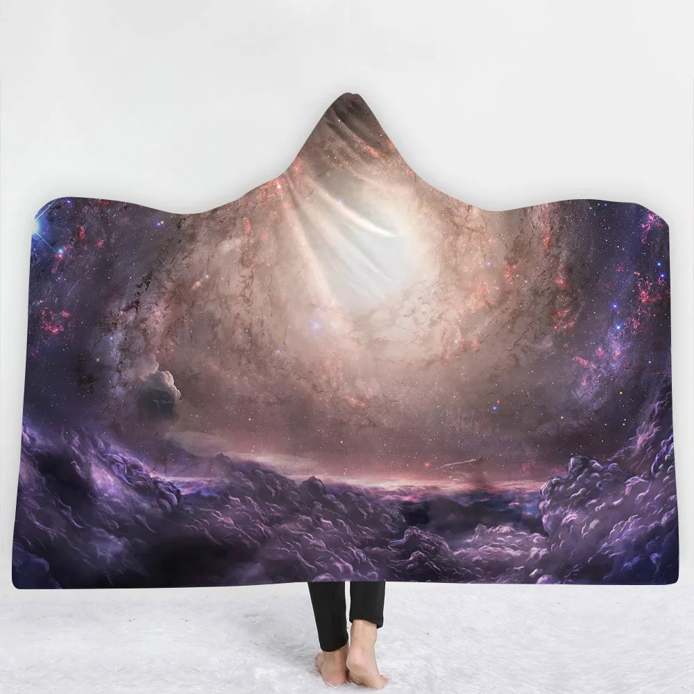Одеяло с капюшоном Cosmic Galaxy, утепленный плащ из микрофибры, волшебная Сиеста, семейная одежда, одеяло для детей, Прямая поставка