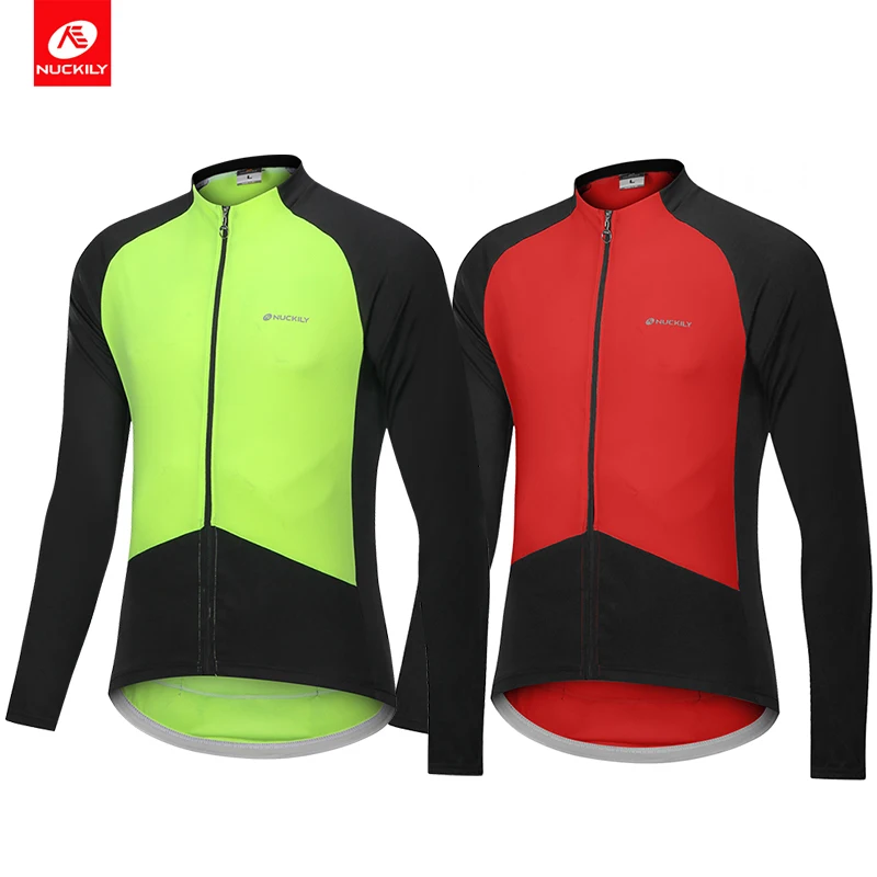 

NUCKILY Quality Jersey Long Sleeve MTB Cycling Jersey Clothes Red Bull Top Bicycle Racing Cycling Gear Clothes Quick Dry Coat