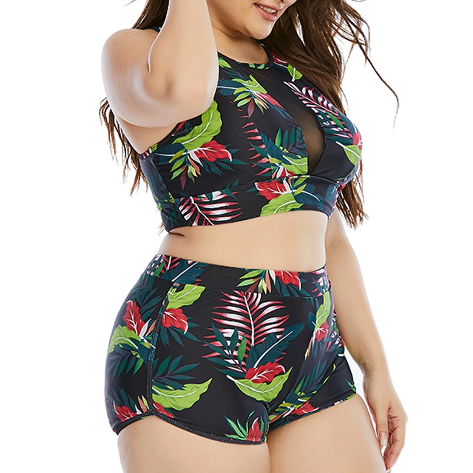 Купальник женский с пуш-ап модный пляжный комплект нижнего белья растительным