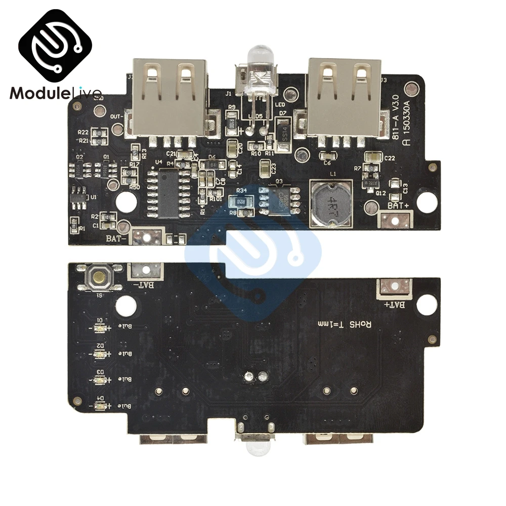 5V 1A 2A power Bank зарядное устройство Модуль повышающий источник питания печатная плата для зарядного устройства печатная плата двойной USB с выходом светодиодный светильник