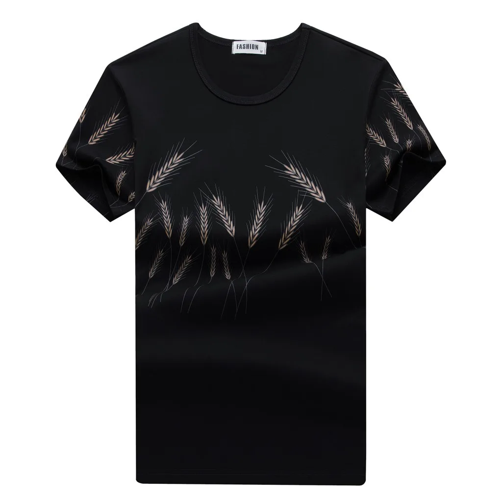 Футболка мужская с принтом пшеничных ушей Тонкая Повседневная тенниска из 95%