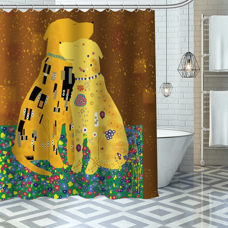 

Custom High Quality The-Kiss-Gustav-Klimt Shower Curtain Waterproof Bathroom Polyester Fabric Bathroom Curtain With Hooks
