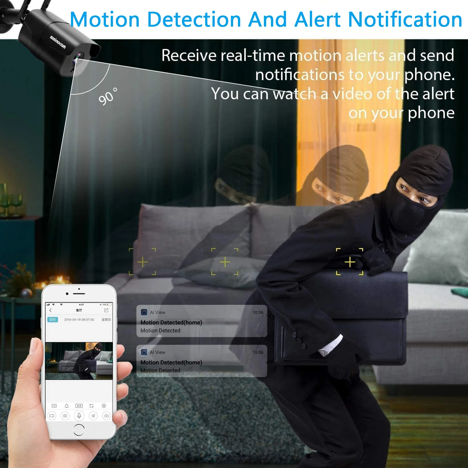 

2MP Wireless Security Camera,1080P Full High Definition WiFi Surveillance Camera supports Two-way Audio Night Vision