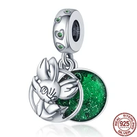 genuine 925 silver color zircon pendant fox charm fit original pandora braceletbangle making fashion diy jewelry for women