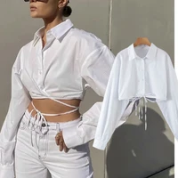 jennydave cotton shirt women england ins fashion blogger high street sexy bandage short blouse women blusas mujer de moda 2021