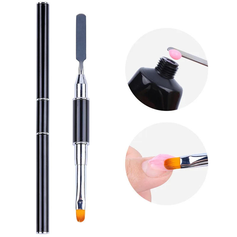 

1PC Dual Ended Poly Nail Gel Nail Art Brush UV Gel Extension Builder Drawing Painting Pen Brush For Manicure Accessory Tools