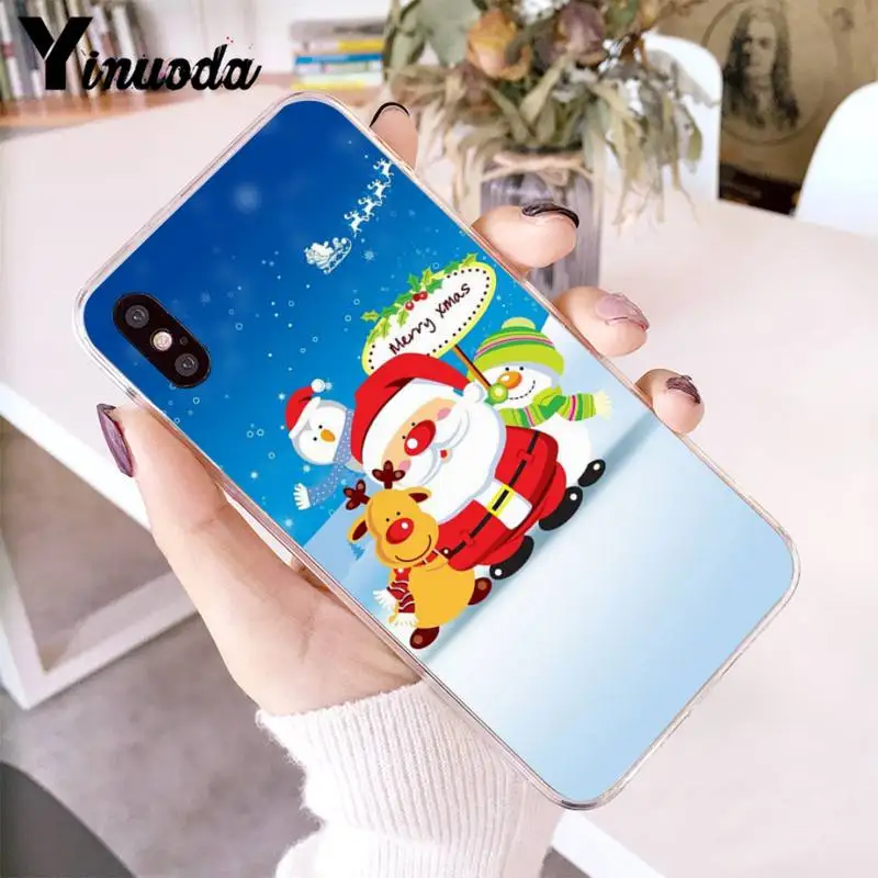 

Yinuoda Merry Christmas elk snowman Unique Phone Cover for iPhone 12 8 7 6 X XS MAX 6S Plus XR 11 12 11pro promax 5 5S SE