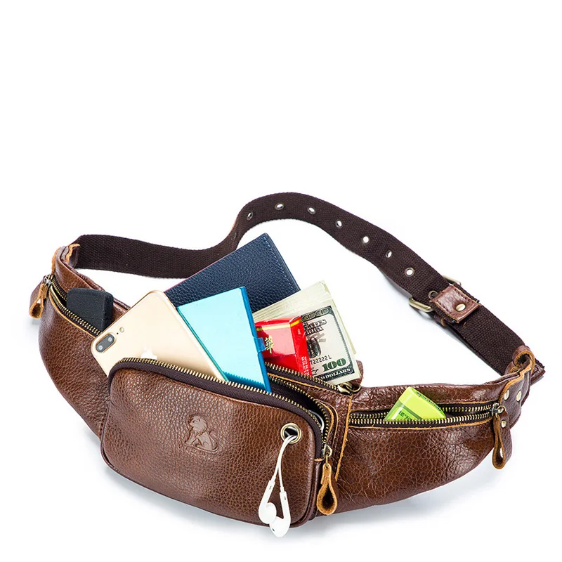 Поясная Сумка из 2021 натуральной кожи Модные Мужские поясные сумки поясная сумка