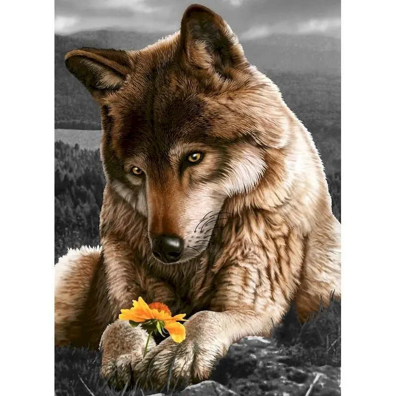 GATYZTORY рамка волк DIY живопись по номерам животные холст Рисование Акриловые краски