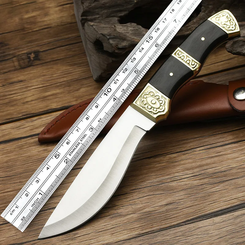 Очень прочный военный Полный Клинок с фиксированным клинком медная + деревянная