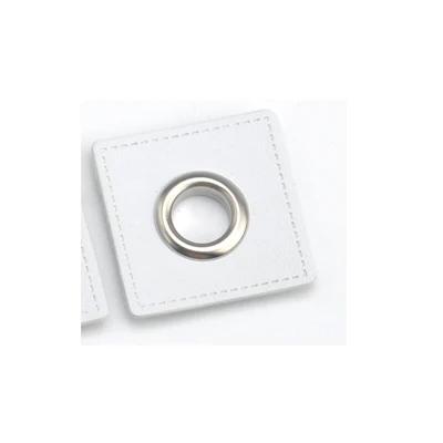 White nickle eyelets 30 шт./лот 27 мм квадратный белый/розовый/Мятный ПУ кожа пришить значки патч этикетки+ Внутренний 8 мм Металлические латунные люверсы втулки - Цвет: White nickle eyelets