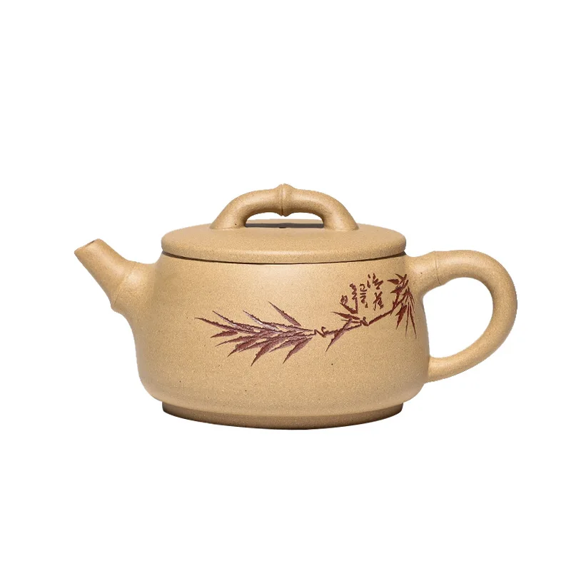 

Yixing Zisha teapot section mud bamboo leaf wide mouth Ladybug family Kungfu Teapot Tea Set Gift