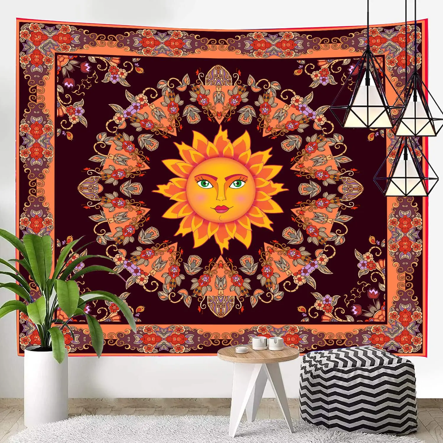 

India Mandala Sun Moon Tapestry Wall Hanging Dorm Decor Aesthetic Wall Tapestry Boho Hippie Living Room Art Trippy Tapestries