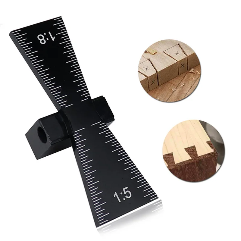 

New Woodworking Dovetail Marker Aluminum Alloy Dovetail Marking Template 1:5&1:8 Joint Gauge with Scale Dovetail Guide Tools